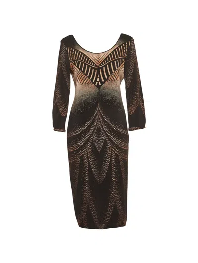 Pre-owned Roberto Cavalli Printed Jersey Mini Dress In Black