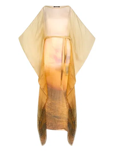 Roberto Cavalli Printed Kaftan Dress In Orange