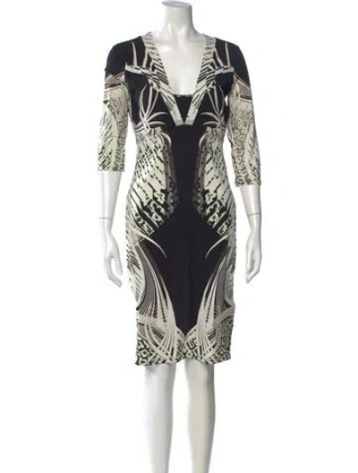 Pre-owned Roberto Cavalli Printed Knee-length Dress In Black