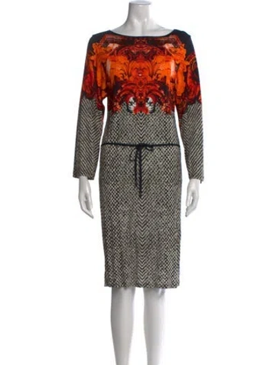 Pre-owned Roberto Cavalli Printed Knee-length Dress In Black