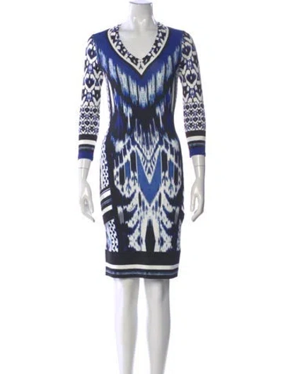 Pre-owned Roberto Cavalli Printed Knee-length Dress In Blue