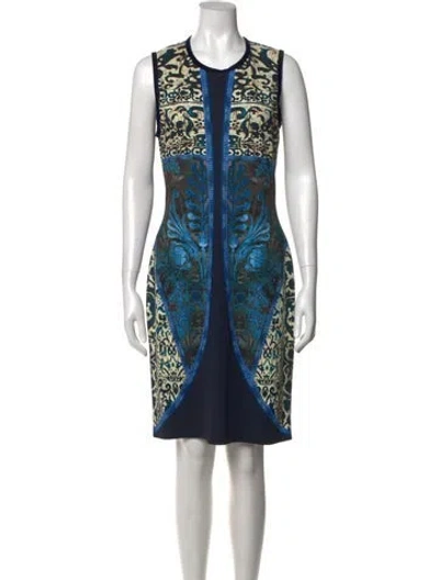 Pre-owned Roberto Cavalli Printed Knee-length Dress In Blue