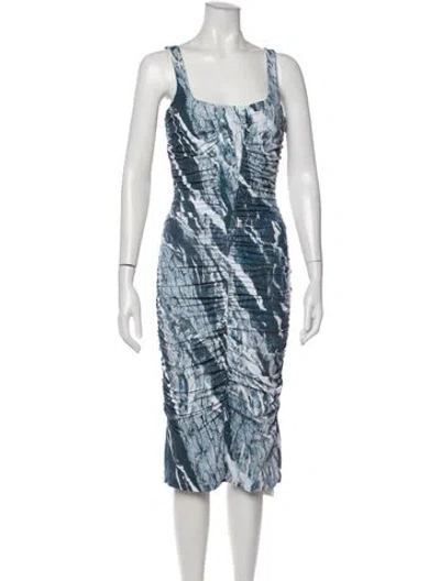 Pre-owned Roberto Cavalli Printed Knee-length Dress In Blue