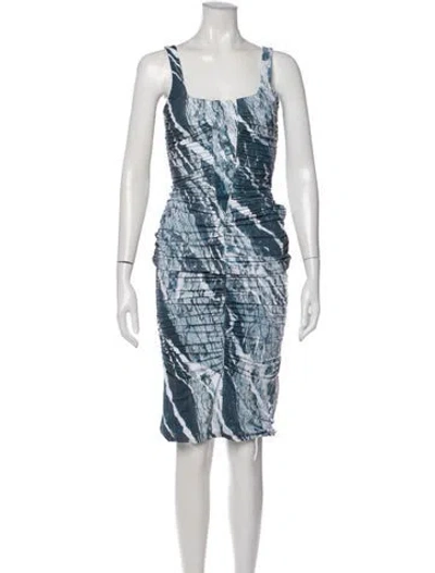 Pre-owned Roberto Cavalli Printed Knee-length Dress In Blue