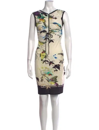 Pre-owned Roberto Cavalli Printed Knee-length Dress In Neutral
