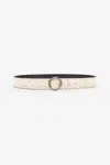 Roberto Cavalli Printed Leather Belt With Snake Buckle In Ivory