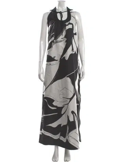 Pre-owned Roberto Cavalli Printed Long Dress In Gray