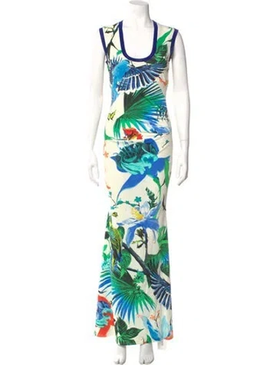 Pre-owned Roberto Cavalli Printed Long Dress In Neutral
