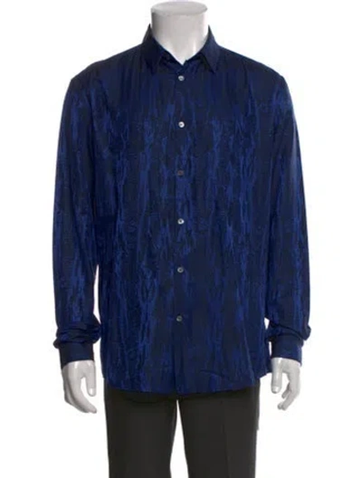 Pre-owned Roberto Cavalli Printed Long Sleeve Shirt In Blue