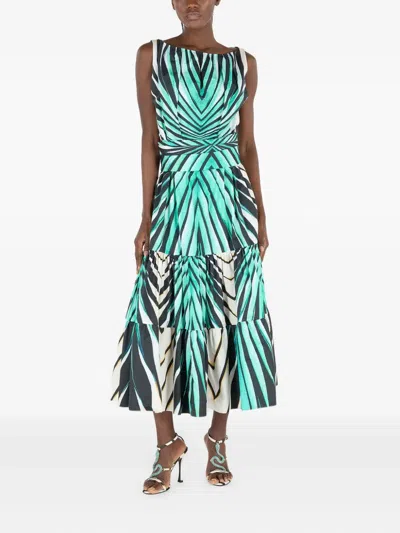 Roberto Cavalli Printed Midi Dress In Blue