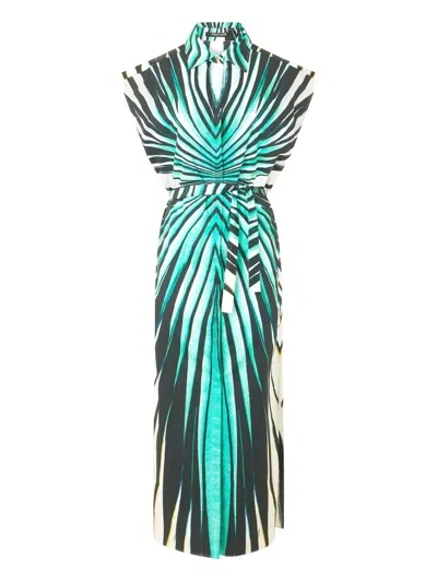 Roberto Cavalli Printed Midi Dress In Blue