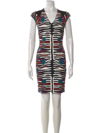 Pre-owned Roberto Cavalli Printed Mini Dress In Black