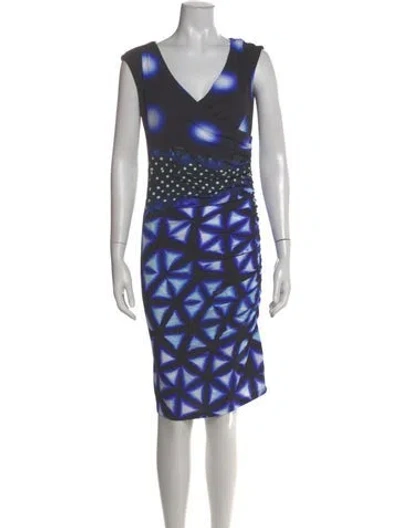 Pre-owned Roberto Cavalli Printed Mini Dress In Blue