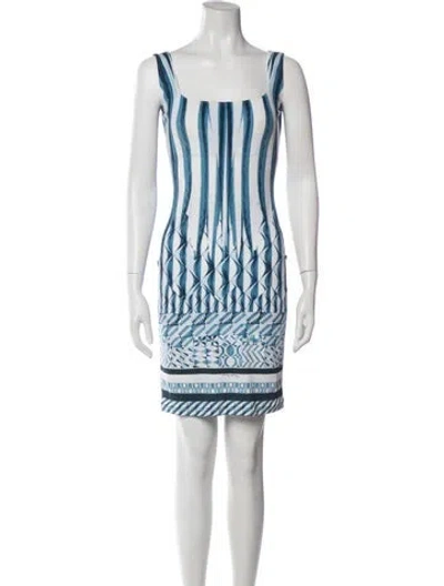 Pre-owned Roberto Cavalli Printed Mini Dress In Blue