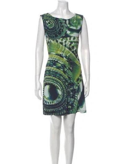 Pre-owned Roberto Cavalli Printed Mini Dress In Green
