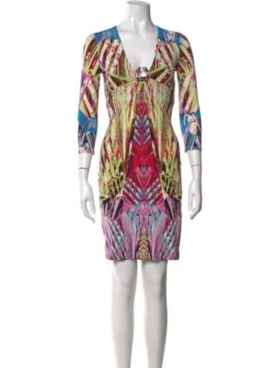 Pre-owned Roberto Cavalli Printed Mini Dress In Pink