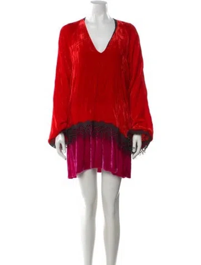 Pre-owned Roberto Cavalli Printed Mini Dress W/ Tags In Red