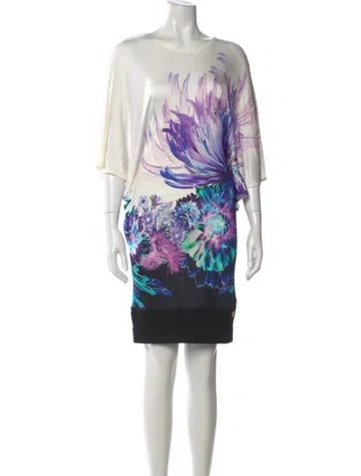 Pre-owned Roberto Cavalli Printed Mini Dress In White