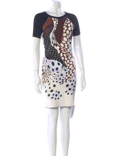 Pre-owned Roberto Cavalli Printed Mini Dress In White