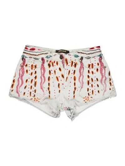 Pre-owned Roberto Cavalli Printed Mini Shorts In Blue