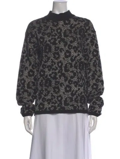 Pre-owned Roberto Cavalli Printed Mock Neck Sweater In Gray