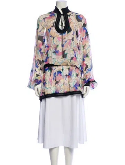 Pre-owned Roberto Cavalli Printed Mock Neck Tunic In Multi