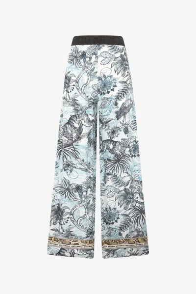 Roberto Cavalli Printed Palazzo Pants In Light Blue