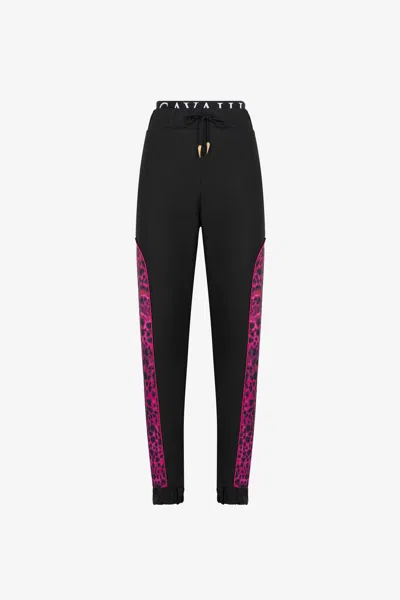 Roberto Cavalli Printed-panel Track Pants In Black