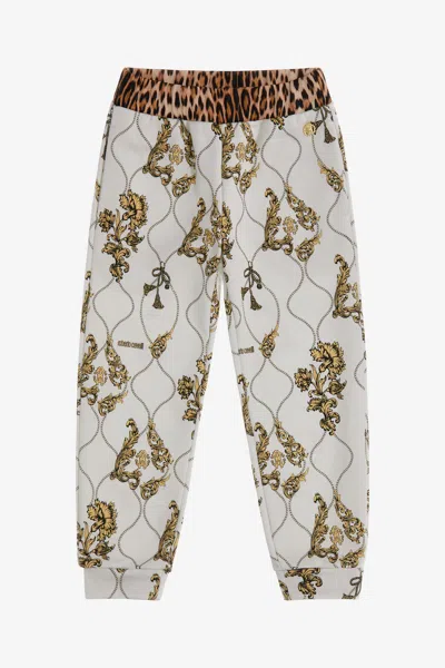Roberto Cavalli Kids' Printed Pants In White