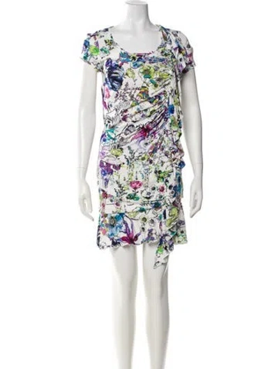 Pre-owned Roberto Cavalli Printed Ruffle Embellishment Skirt Set In White