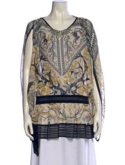Pre-owned Roberto Cavalli Printed Scoop Neck Tunic In Neutral