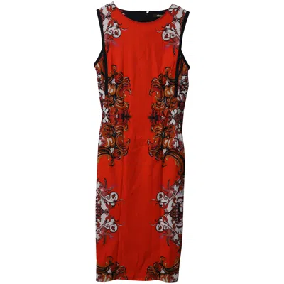 Roberto Cavalli Printed Sheath Dress In Multicolor Viscose In Red