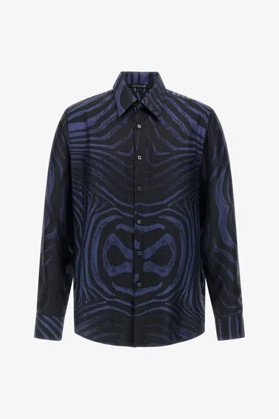 Roberto Cavalli Printed Shirt In Dark Blue