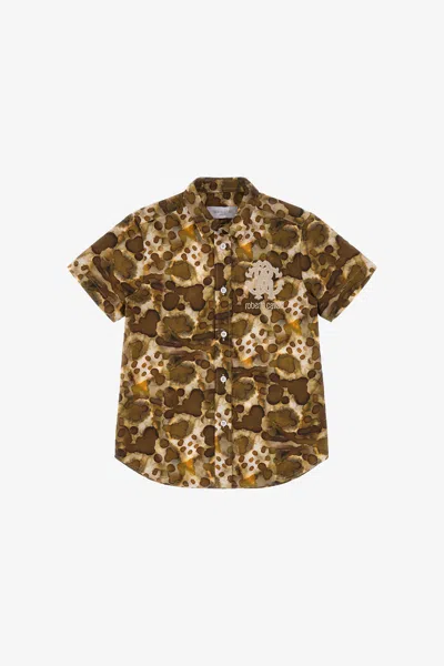 Roberto Cavalli Printed Shirt In Light Brown