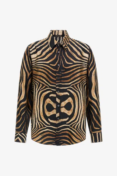 Roberto Cavalli Printed Shirt In Natural