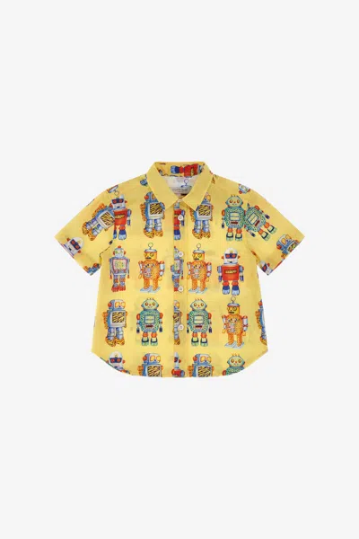 Roberto Cavalli Printed Shirt In Yellow