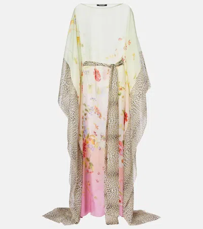 Roberto Cavalli Printed Silk Kaftan In Multi