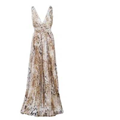Pre-owned Roberto Cavalli Printed Silk Maxi Dress - '10s In Brown