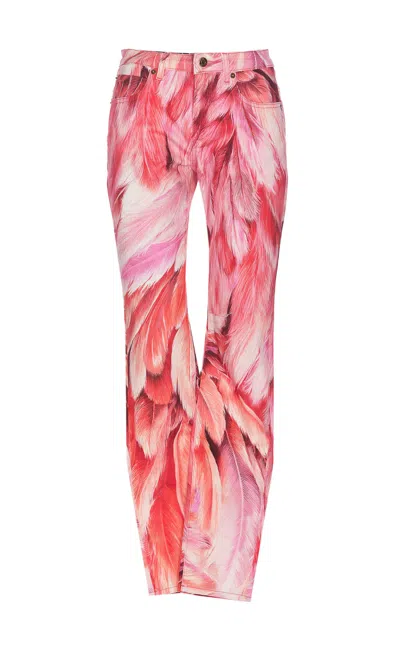 Roberto Cavalli Printed Skinny Jeans In Pink