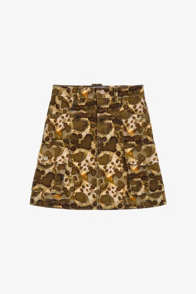 Roberto Cavalli Printed Skirt In Light Brown