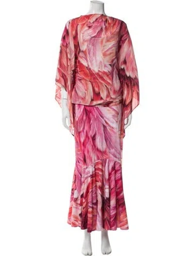 Pre-owned Roberto Cavalli Printed Skirt Set W/ Tags In Pink