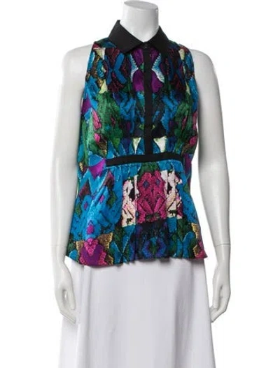 Pre-owned Roberto Cavalli Printed Sleeveless Blouse In Neutrals