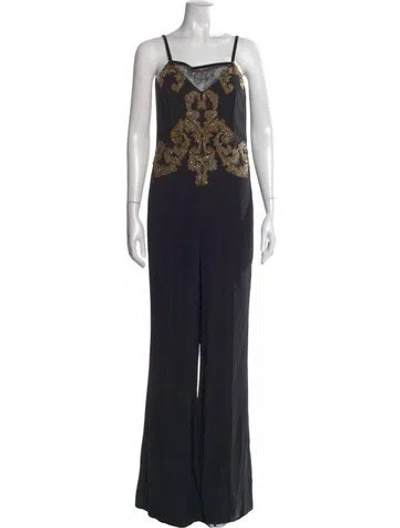 Pre-owned Roberto Cavalli Printed Square Neckline Jumpsuit In Black