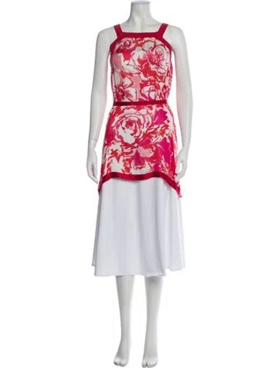 Pre-owned Roberto Cavalli Printed Square Neckline Tunic In Red