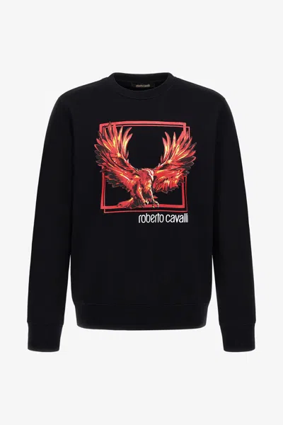 Roberto Cavalli Printed Sweatshirt In Black
