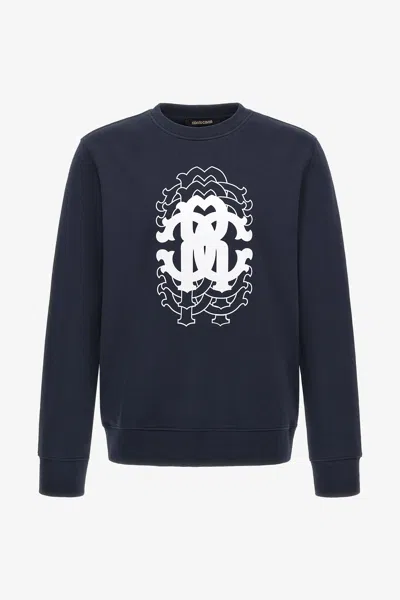 Roberto Cavalli Printed Sweatshirt In Dark Blue
