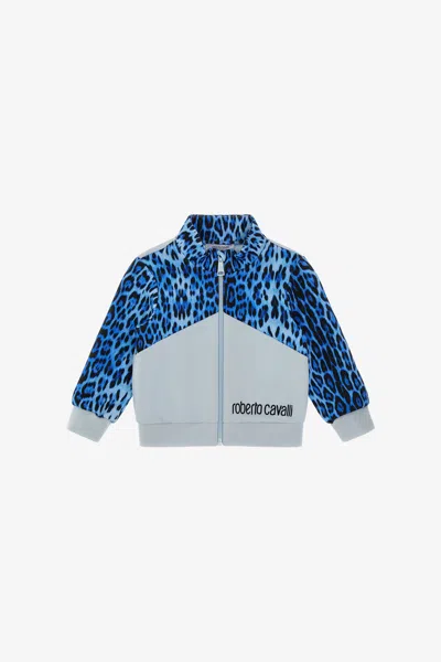 Roberto Cavalli Printed Sweatshirt In Light Blue