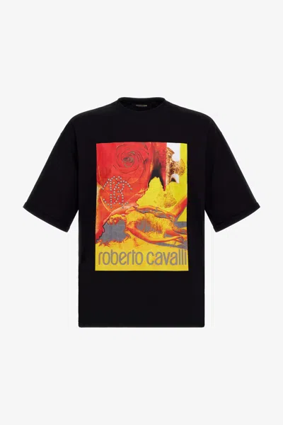 Roberto Cavalli Printed T-shirt In Black