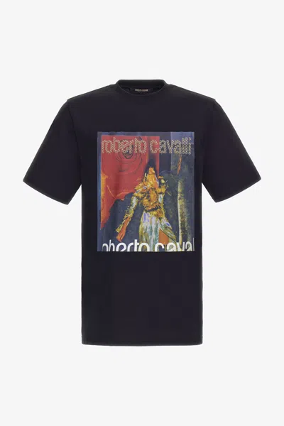 Roberto Cavalli Printed T-shirt In Black