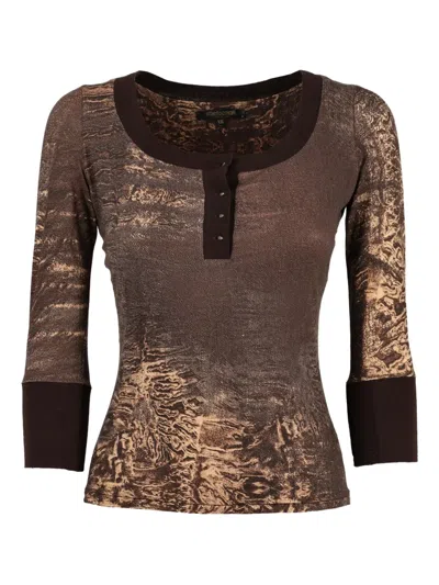 Pre-owned Roberto Cavalli Printed T-shirt In Brown